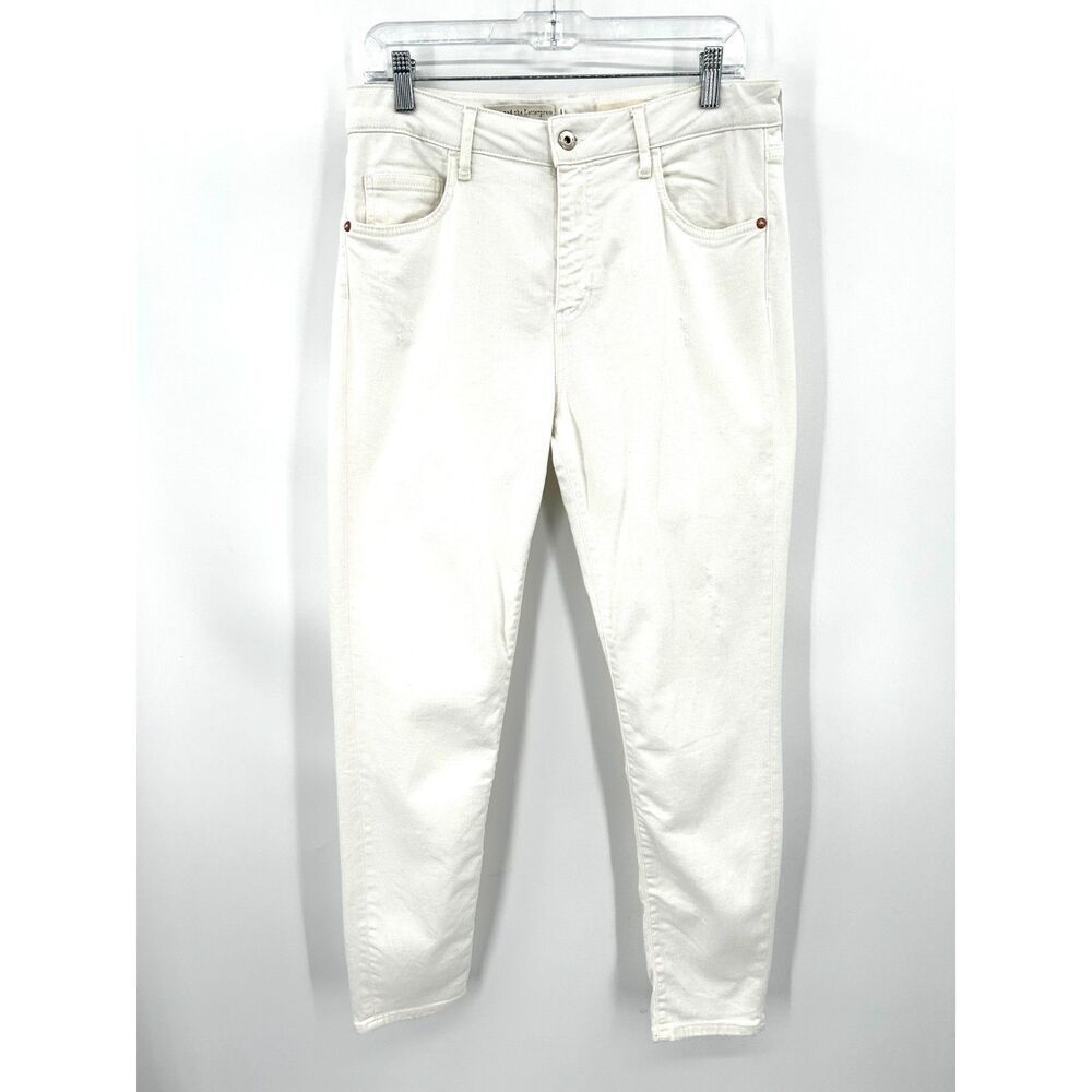 ANTHROPOLOGIE Pilcro Women's White Distressed High Rise Skinny Jeans Size 31
